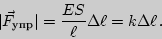 \begin{displaymath}
\vert\vec{F}_{\text{упр}}\vert={ES\over\ell}\Delta\ell=k\Delta\ell .
\end{displaymath}