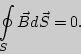 \begin{displaymath}\oint\limits_{S}{\vec{B}d\vec{S}}=0.\end{displaymath}