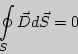 \begin{displaymath}\oint\limits_{S}{\vec{D}d\vec{S}}=0\end{displaymath}