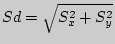 $Sd = \sqrt {S_x^2 + S_y^2 } $