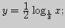 $y={\displaystyle 1\over\displaystyle 2}\log_{1\over3}x;$