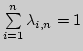 $\sum\limits_{i=1}^n\lambda _{i,n}=1$