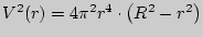 $V^2(r) = 4\pi ^2r^4 \cdot \left( {R^2 - r^2} \right)$