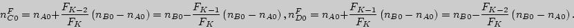 \begin{displaymath}
n_{C0}^F = n_{A0} + \frac{F_{K - 2} }{F_K }\left( {n_{B0} - ...
...0} - \frac{F_{K - 2} }{F_K }\left( {n_{B0} - n_{A0} } \right).
\end{displaymath}