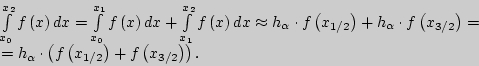 \begin{displaymath}
\begin{array}{l}
\int\limits_{x_0 }^{x_2 } {f\left( x \righ...
...rn-\nulldelimiterspace} 2} }
\right)} \right). \\
\end{array}\end{displaymath}