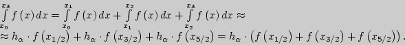 \begin{displaymath}
\begin{array}{l}
\int\limits_{x_0 }^{x_3 } {f\left( x \righ...
...rn-\nulldelimiterspace}
2} } \right)} \right). \\
\end{array}\end{displaymath}