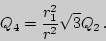 \begin{displaymath}Q_4={r_1^2\over r^2}\sqrt{3}Q_2\,.\end{displaymath}