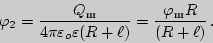 \begin{displaymath}

\varphi_2={Q_{ш}\over 4\pi\varepsilon_o\varepsilon(R+\ell)}=

{\varphi_{{ш}}R\over (R+\ell)}\,.

\end{displaymath}